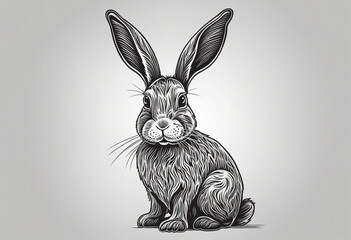 Simplified Line Drawing of a Bunny on a White Background