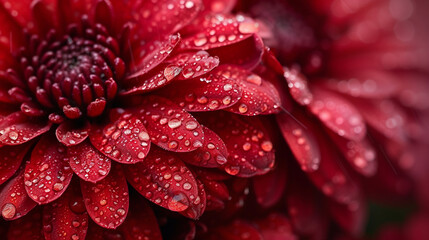 Red chrysanthemum flowers during the rain