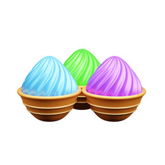 Holi dry color pallet 3d illustration or holi dry color with pot 3d illustration
