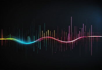 Fototapeta premium Neon light abstract background with sound wave effect