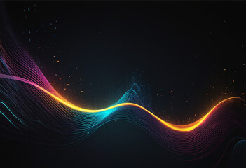 Neon light abstract background with sound wave effect