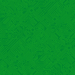 Computer circuit board texture. Technology pattern. Abstract illustration of silicon chip. Digital tech background in green color.