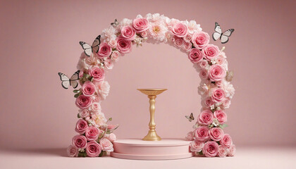 Pink 3D Flower Pedestal for a Wedding or Cosmetic Display