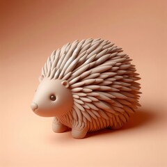 Adorable Cartoon Hedgehog. 3D minimalist cute illustration on a light background.