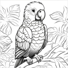 Parrot Coloring Page, ai generative