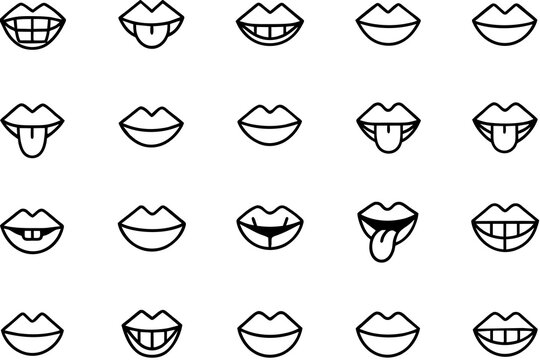 cartoon mouth icon set Illustration design
