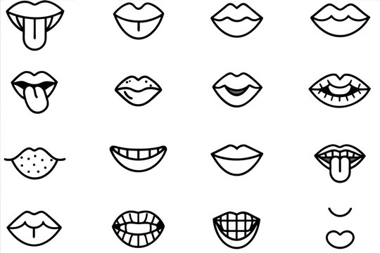 cartoon mouth icon set Illustration design
