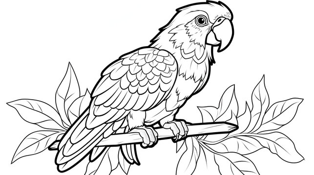 Parrot Coloring Page, ai generative