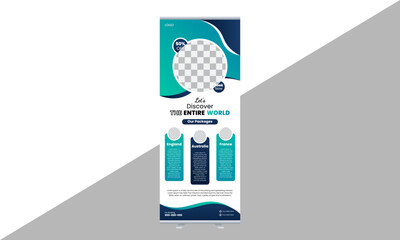Vector Travel Roll-Up Banner Design Template