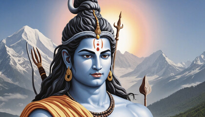 Lord Shiva artwork for monthly Shivaratri festival.