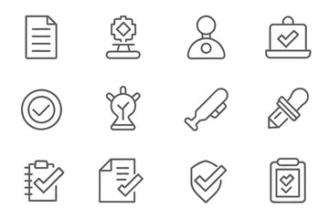 Simple Set of Approve Related Vector Line Icons. Contains such Icons as Inspector, Stamp, Check List and more. Editable Stroke.