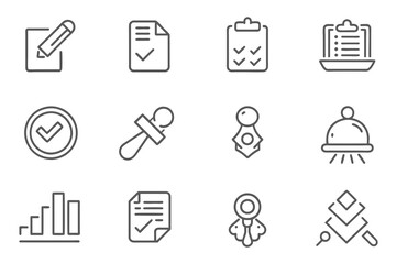 Fototapeta premium Simple Set of Approve Related Vector Line Icons. Contains such Icons as Inspector, Stamp, Check List and more. Editable Stroke.