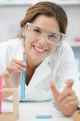 happy woman in the lab