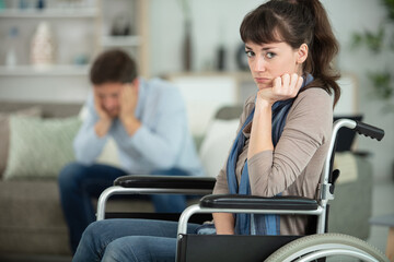 Obraz premium desperate disabled person on wheelchair