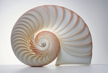 Close-up of spiral pattern on a nautilus shell