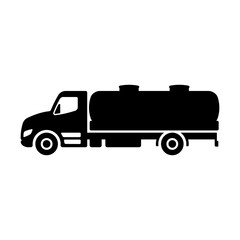Truck tank icon. Black silhouette. Side view. Vector simple flat graphic illustration. Isolated object on a white background. Isolate.