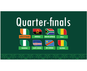 Quarter Finals Flags Ribbon African Nations 2023 Emblems Teams Countries African Football Symbol Logo Design Vector Illustration