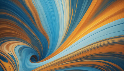 Chromatic Currents With Soft Edges and Atmospheric Effects. Abstract Swirls of Blue, Sky Blue, and Amber. Galactic And Sky Concept - obrazy, fototapety, plakaty