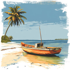 Fototapeta na wymiar Art Illustration Modern Poster and Cover of tropical island concept