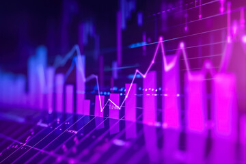 Fototapeta premium bar chart index for the past 5 years with a purple background