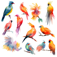 Obraz premium Parrot Watercolor Clipart, Colorfull Parrot Design, ai generative