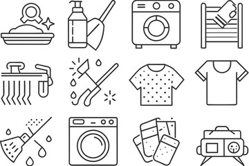 laundry service icons set. Vector illustrations.
