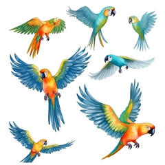 Obraz premium Parrot Watercolor Clipart, Colorfull Parrot Design, ai generative