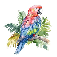 Obraz premium Parrot Watercolor Clipart, Colorfull Parrot Design, ai generative