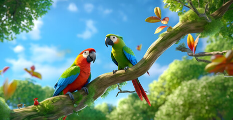 Parrot Wallpaper, Colorfull Parrot Desktop Design, ai generative