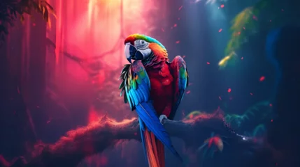 Fotobehang Parrot Wallpaper, Colorfull Parrot Desktop Design, ai generative © Romain