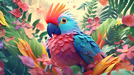 Parrot Wallpaper, Colorfull Parrot Desktop Design, ai generative