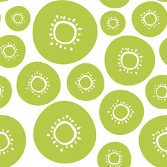 Abstract seamless pattern of green kiwi on white background