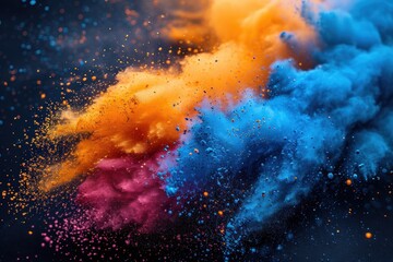 Holi powder exploding in a burst of colors