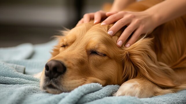 Canine Massage Therapy: Dog enjoying a therapeutic massage session" ,[treatment and care of pets]