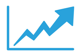 Growing business blue arrow on white, Profit blue arrow, Vector illustration. Business concept, growing chart. Concept of sales symbol icon with arrow moving up. Economic Arrow With Growing Trend.	