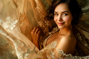 portrait of a mesmerizing woman in an exquisite evening gown.