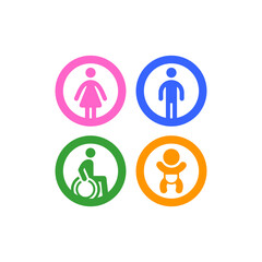 Restroom pictograms colored set