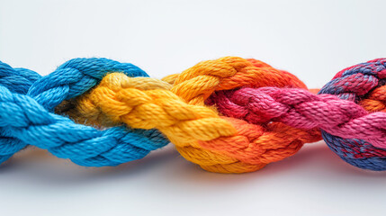 A Group of Multicolored Ropes on a White Background