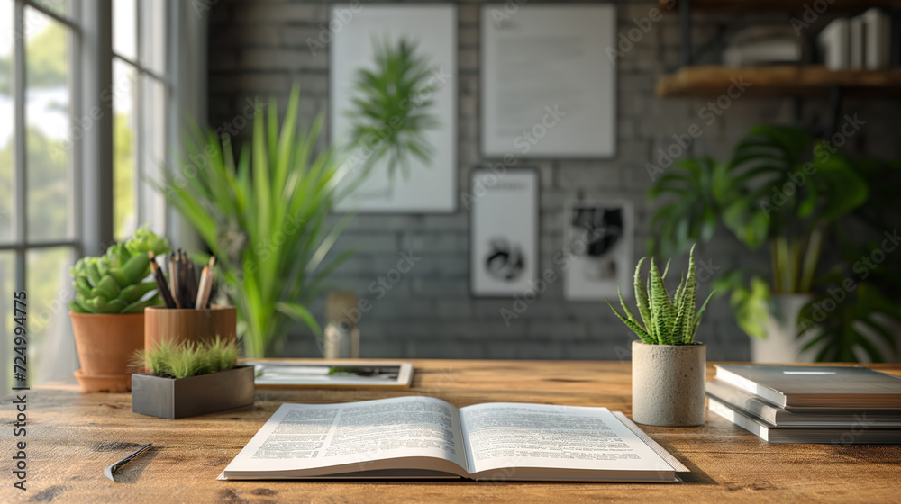 Wall mural open book on a wooden table