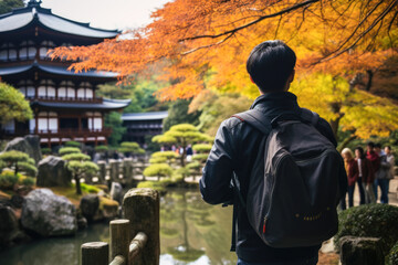 Fototapeta premium Tourist at Kiyomizu-dera temple in Kyoto, Japan
