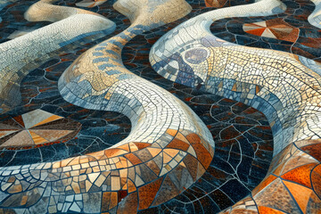 surreal landscape emerges, where the ground beneath our feet transforms into a mesmerizing mosaic of interlocking tiles