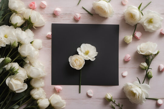 Top view of romantic and floral concept photo