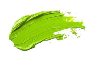 Lime green stroke of paint isolated on transparent background