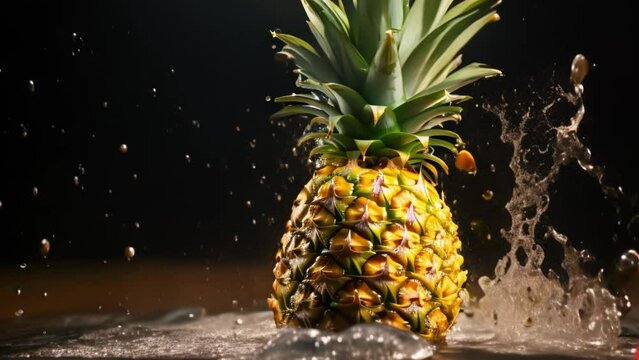 fresh pineapple fruit cinematic video footage 4k