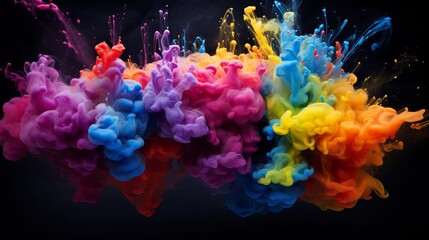 Abstract colorful splash on dark background  paint, water, or smoke with abstract pattern