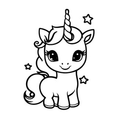 Cute baby unicorn - coloring book for kids
