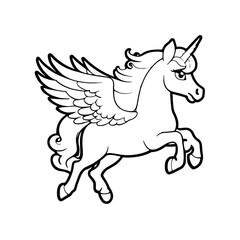 Cute unicorn Pegasus - coloring book for kids