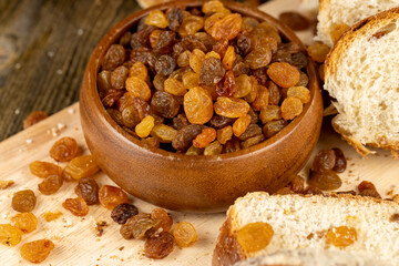 fresh and sweet wheat bun with raisins