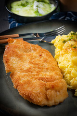 Breaded chicken breast fillet.