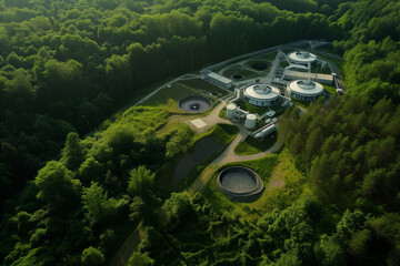 Harmony of Technology and Nature: Carbon Capture Facility in Verdant Woods